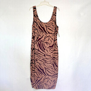 Bar III‎ Sleeveless Dress Stretchy Brown Black Zebra Print Size 2X Classic